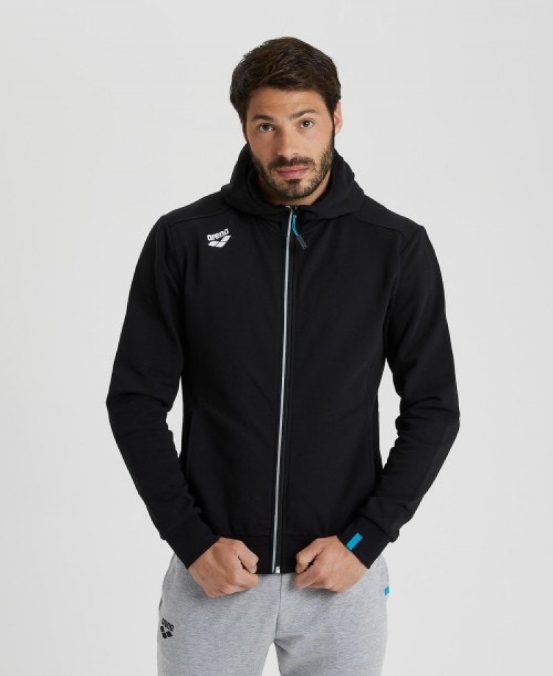 Black Arena Team Hooded Panel Men's Jackets | 32526569