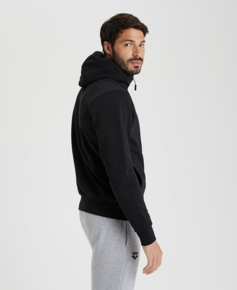 Black Arena Team Hooded Panel Men's Jackets | 32526569