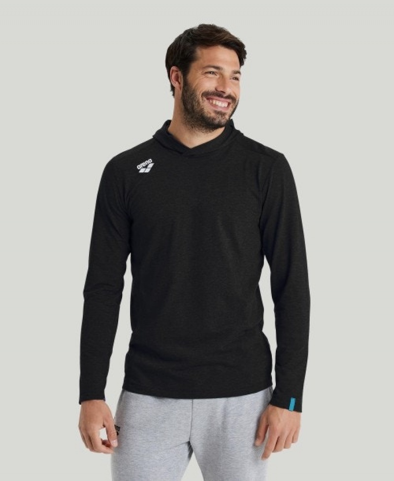 Black Arena Team Hooded Panel Men's T Shirts | 75777208