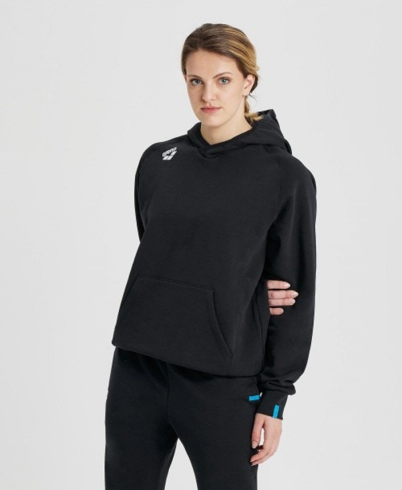 Black Arena Team Hooded Panel Women's Sweatshirts | 47323014