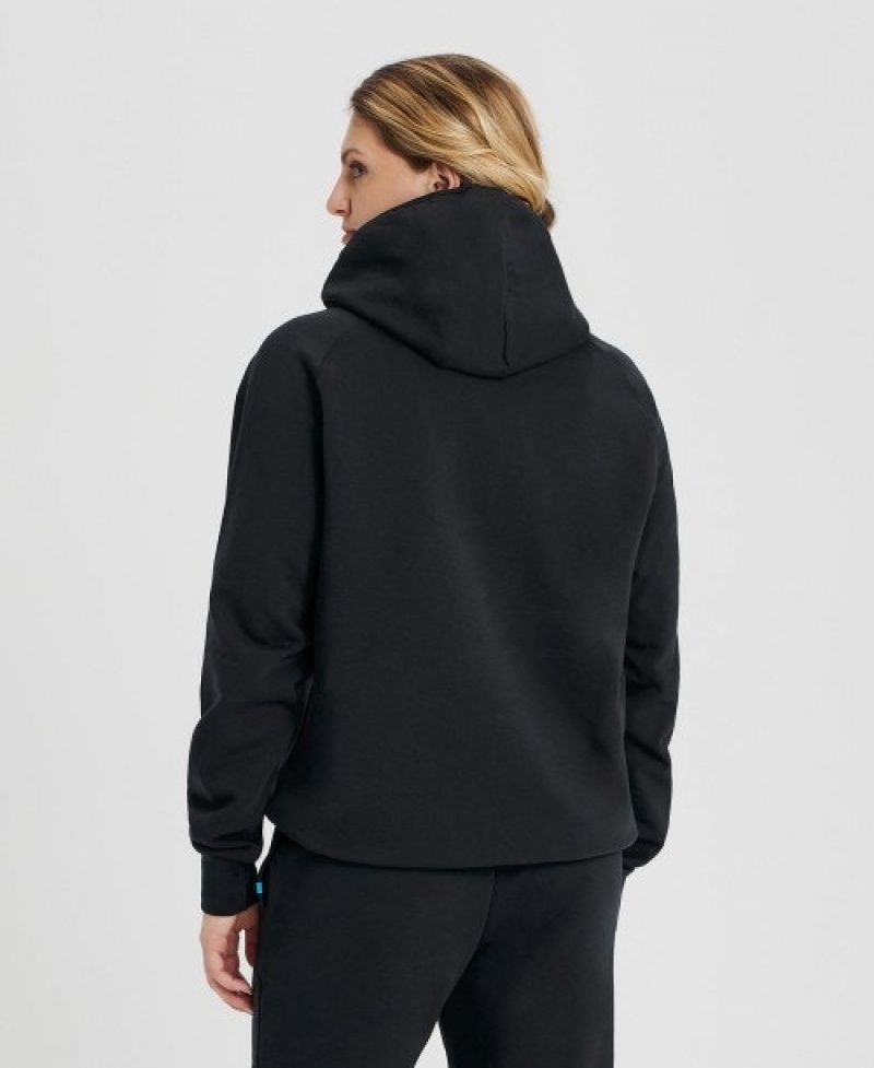 Black Arena Team Hooded Panel Women's Sweatshirts | 47323014