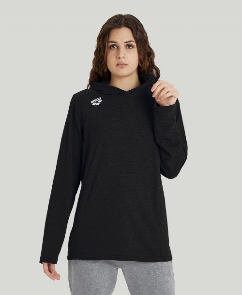 Black Arena Team Hooded Panel Women's T Shirts | 6467105