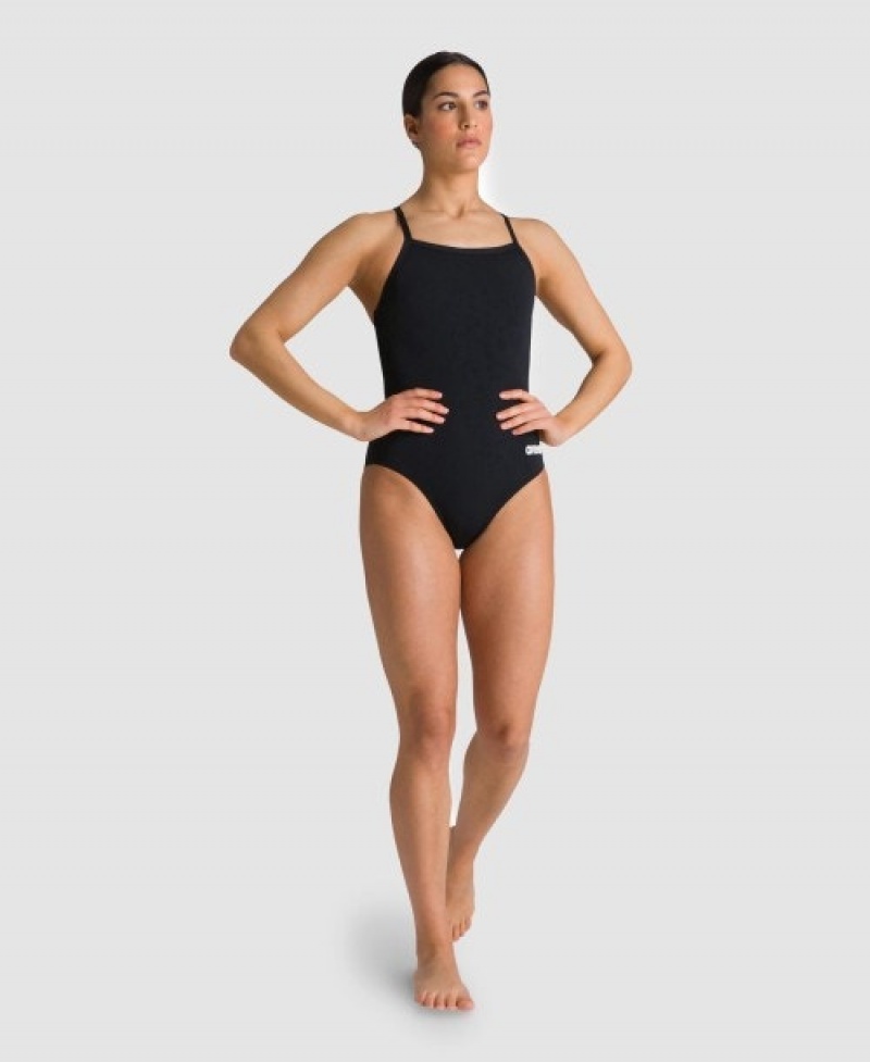 Black Arena Team Light Drop Back Women's Swimsuits | 34679615