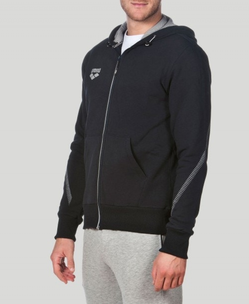 Black Arena Team Line Hooded Men's Jackets | 14096589