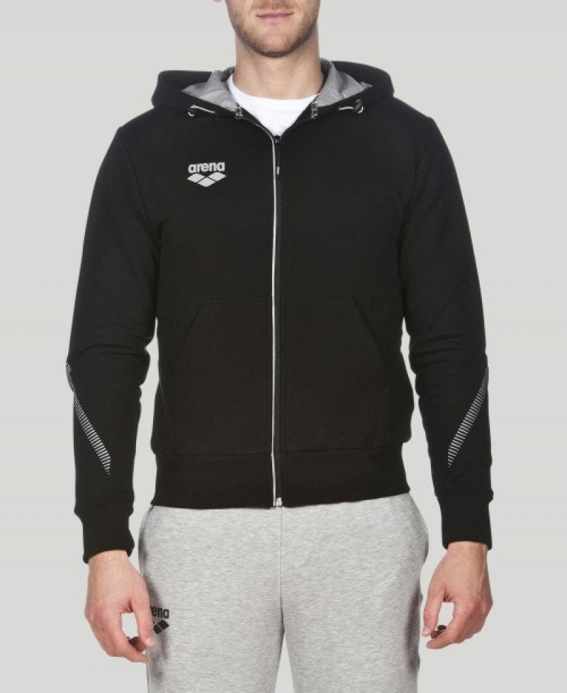 Black Arena Team Line Hooded Men's Jackets | 14096589