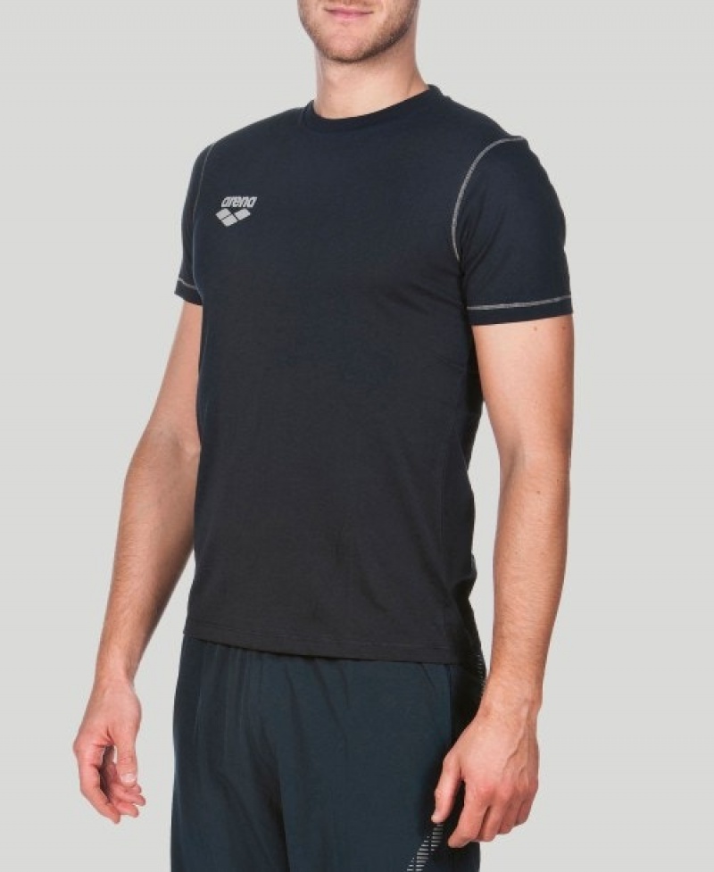 Black Arena Team Line Short Sleeve Men's T Shirts | 31846432