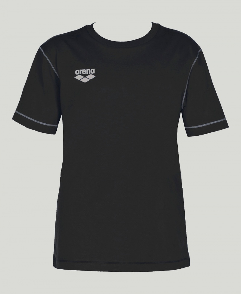 Black Arena Team Line Short Sleeve Men's T Shirts | 31846432