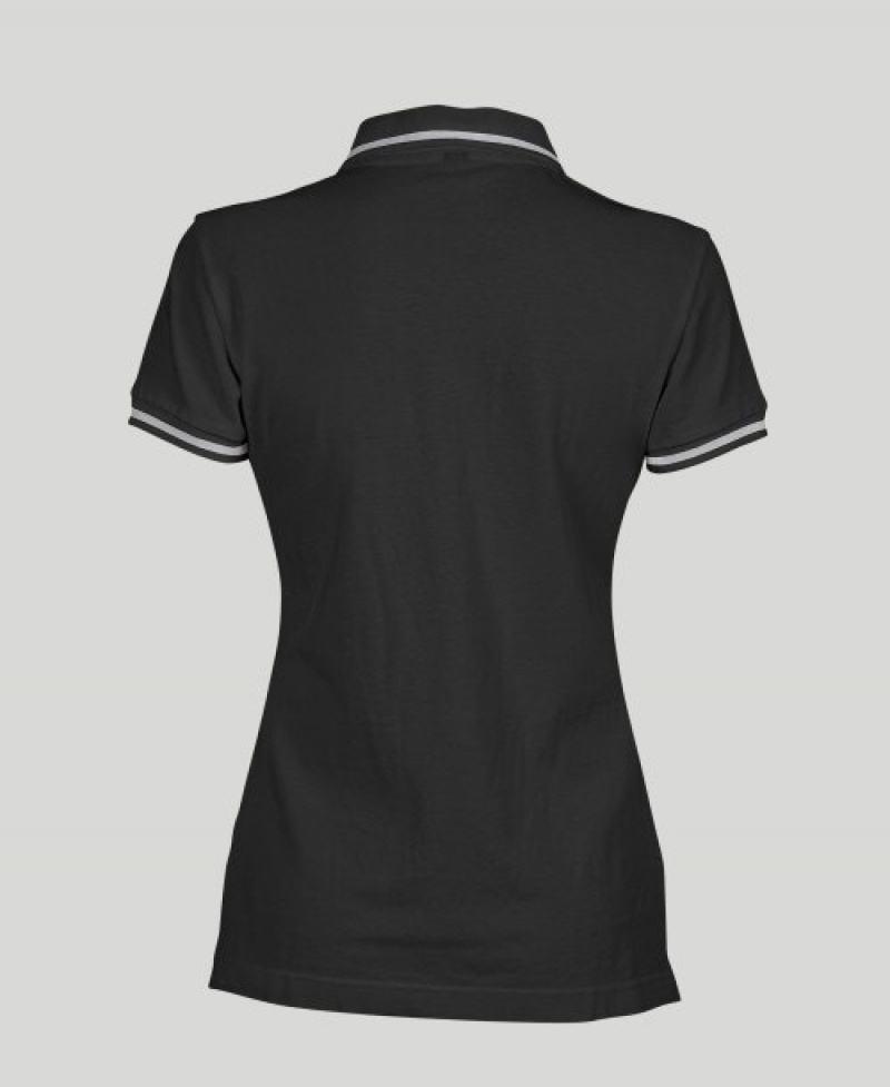 Black Arena Team Line Short Sleeve Women's Polo Shirts | 26485173