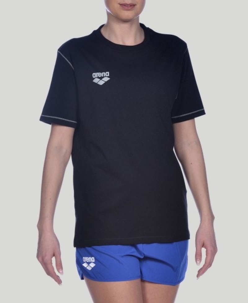 Black Arena Team Line Short Sleeve Women's T Shirts | 72269415