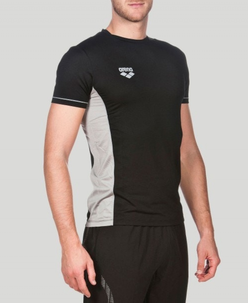 Black Arena Team Line Tech Short Sleeve Men's T Shirts | 98066965