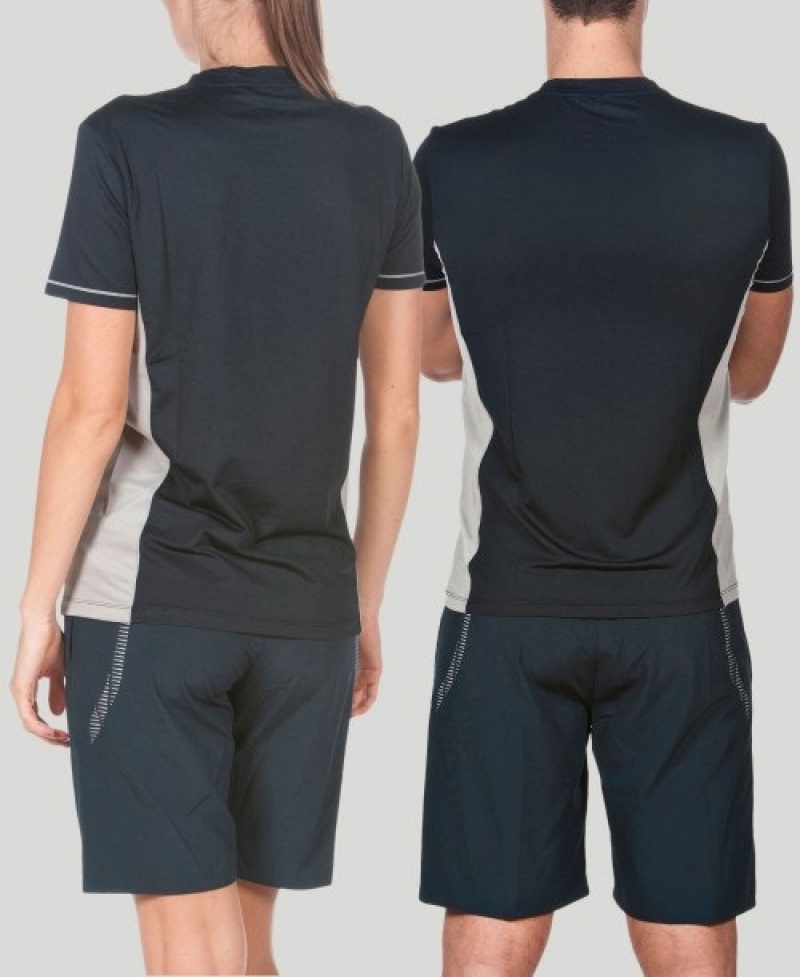 Black Arena Team Line Tech Short Sleeve Men's T Shirts | 98066965