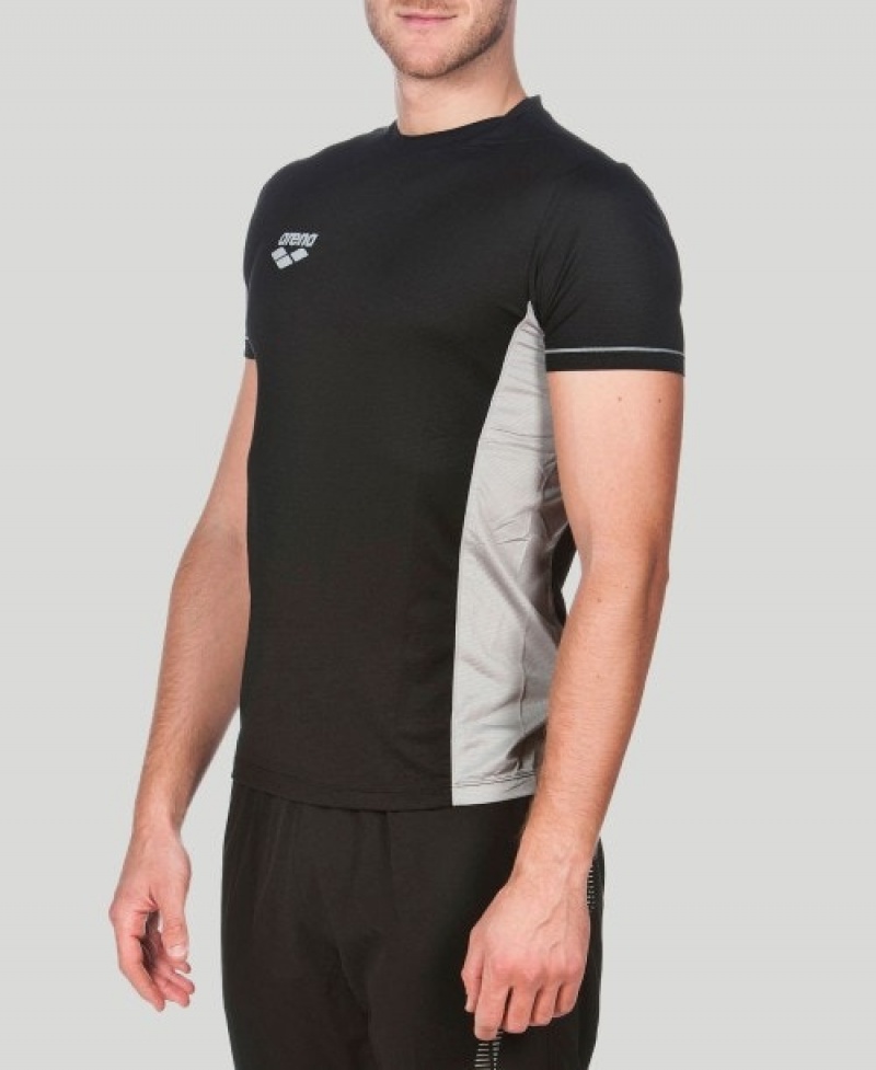 Black Arena Team Line Tech Short Sleeve Men's T Shirts | 98066965