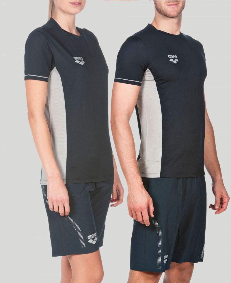 Black Arena Team Line Tech Short Sleeve Men's T Shirts | 98066965