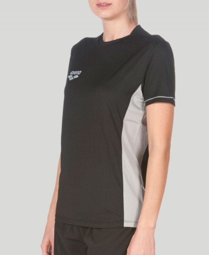 Black Arena Team Line Tech Short Sleeve Women's T Shirts | 53330301