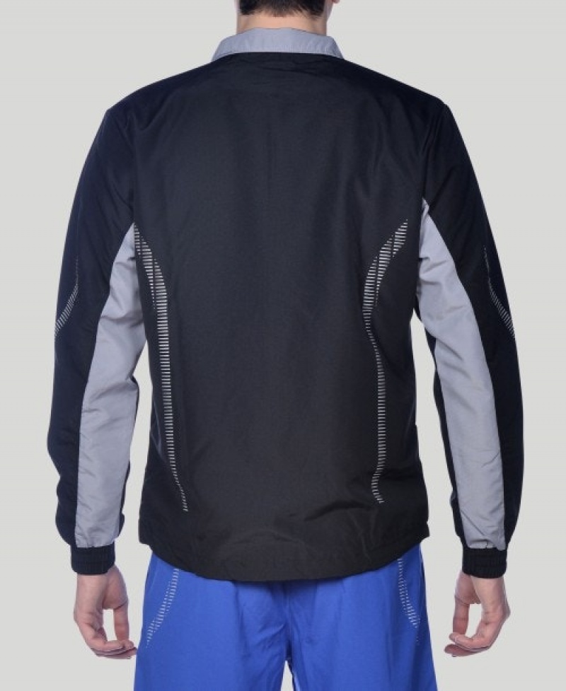 Black Arena Team Line Warm-up Men's Jackets | 51655183