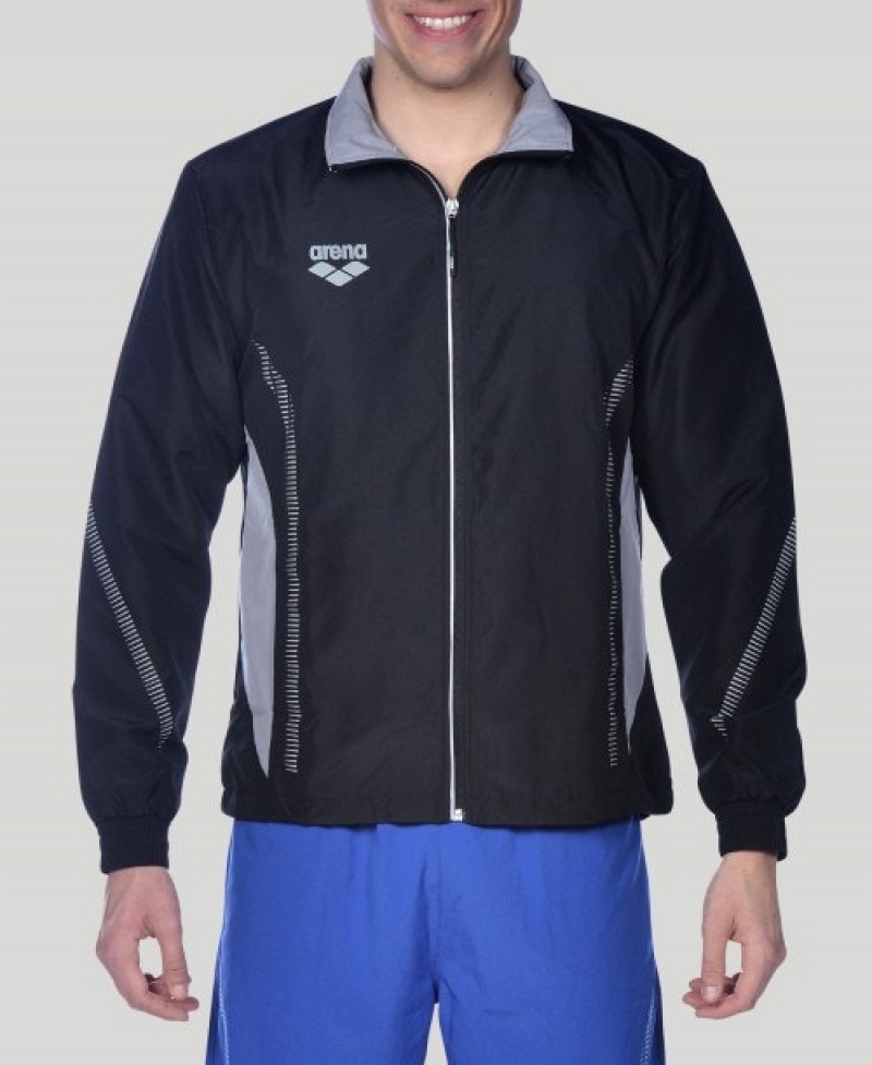 Black Arena Team Line Warm-up Men's Jackets | 51655183