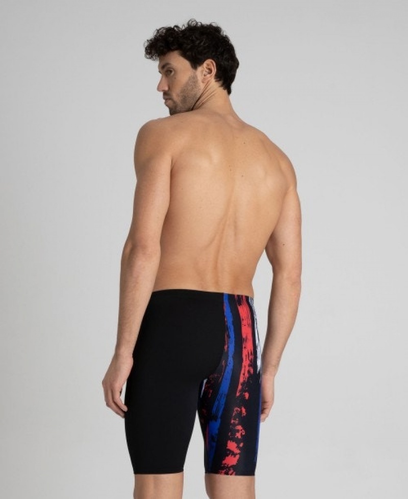 Black Arena Team Painted Stripes Jammer Men's Swim Shorts | 76940970