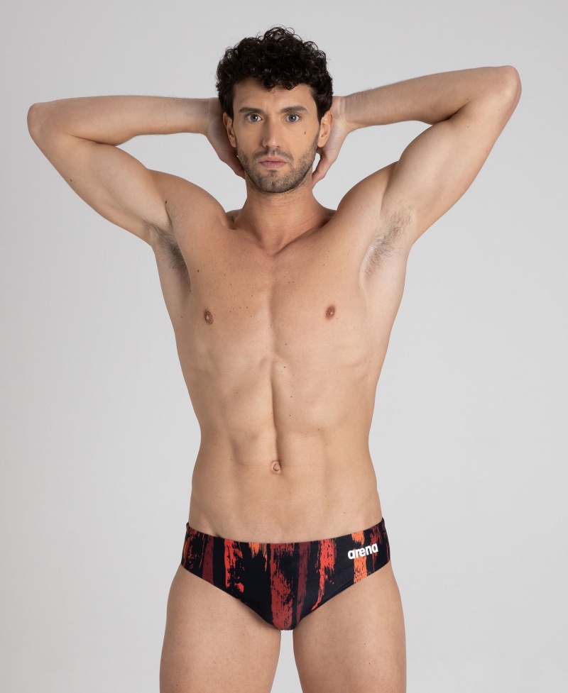 Black Arena Team Painted Stripes Men\'s Briefs | 63076858