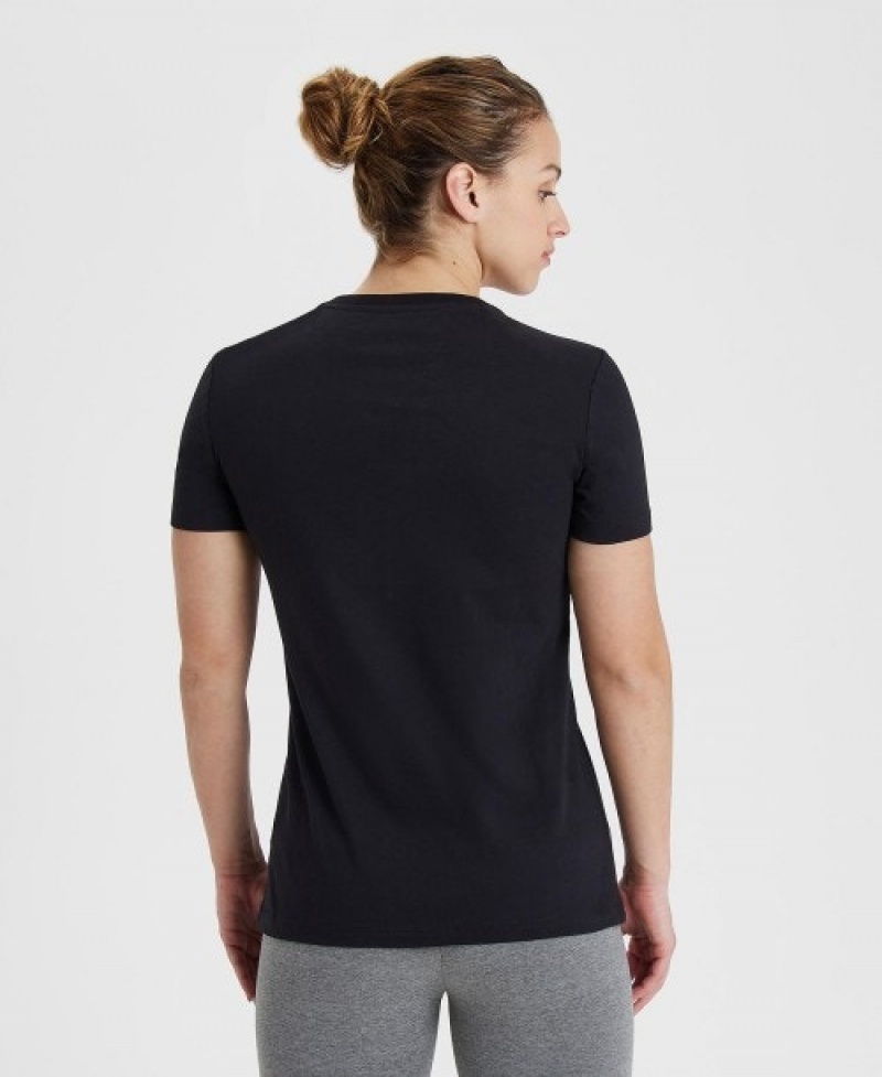 Black Arena Team Panel Women's T Shirts | 85960882