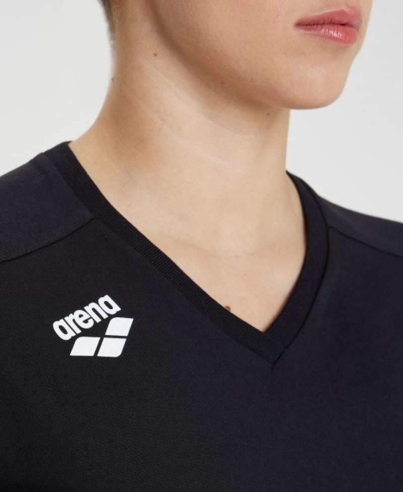 Black Arena Team Panel Women's T Shirts | 85960882