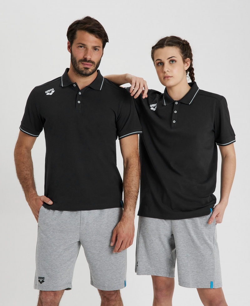 Black Arena Team Solid Men's Polo Shirts | 64031125