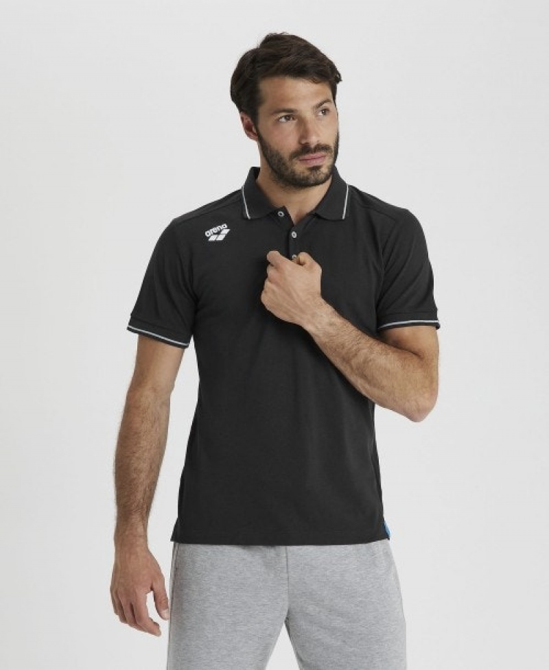 Black Arena Team Solid Men's Polo Shirts | 64031125