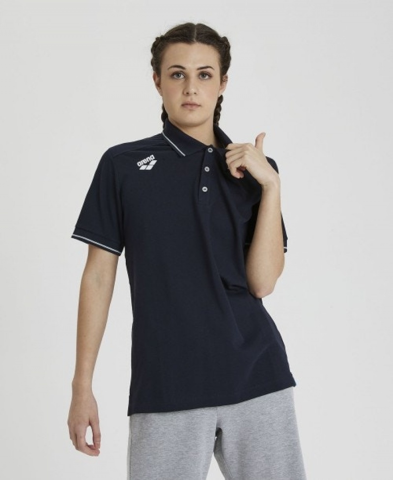 Black Arena Team Solid Women's Polo Shirts | 14058446