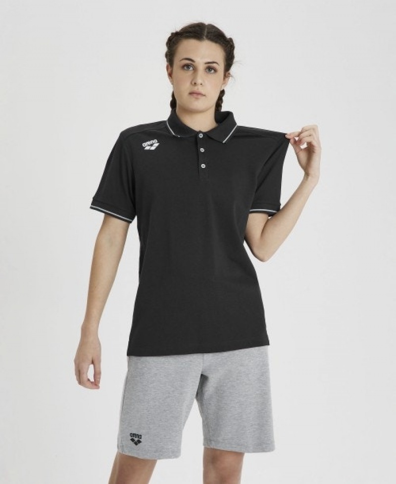 Black Arena Team Solid Women's Polo Shirts | 14058446