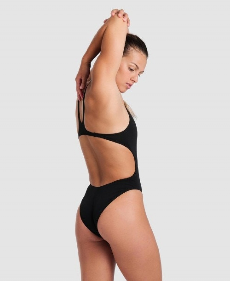 Black Arena Team Swim Tech Solid Women's Swimsuits | 89640981