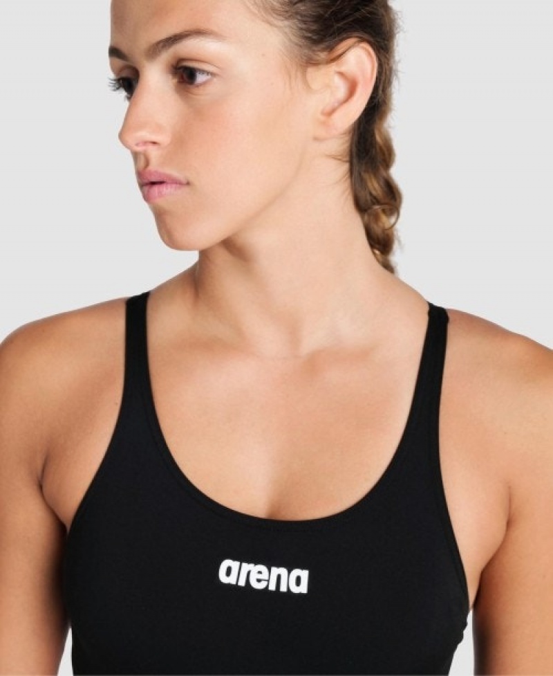 Black Arena Team Swim Tech Solid Women's Swimsuits | 89640981