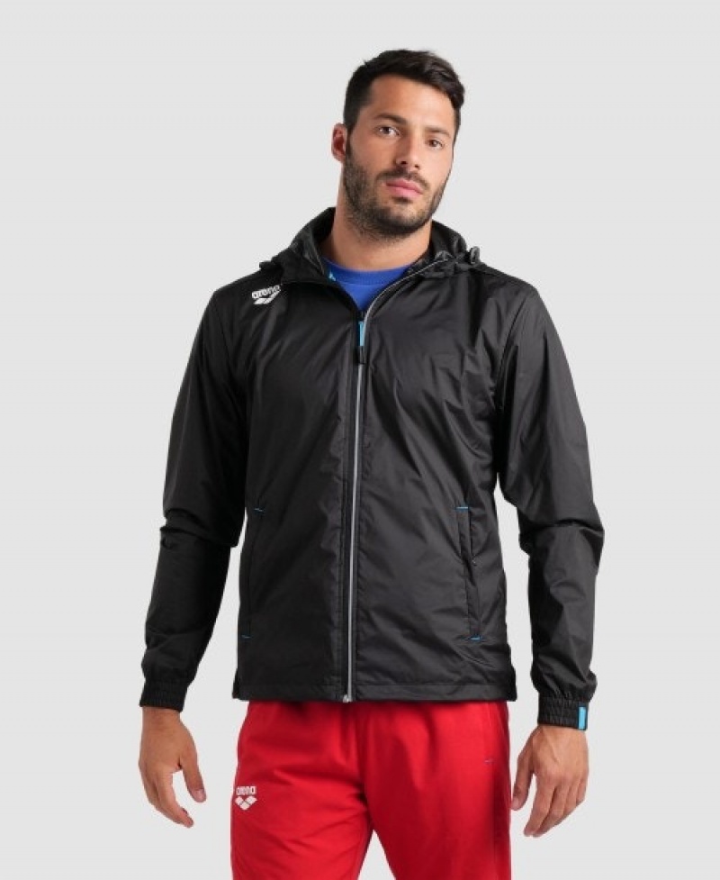 Black Arena Team Windbreaker Solid Men's Jackets | 32224149