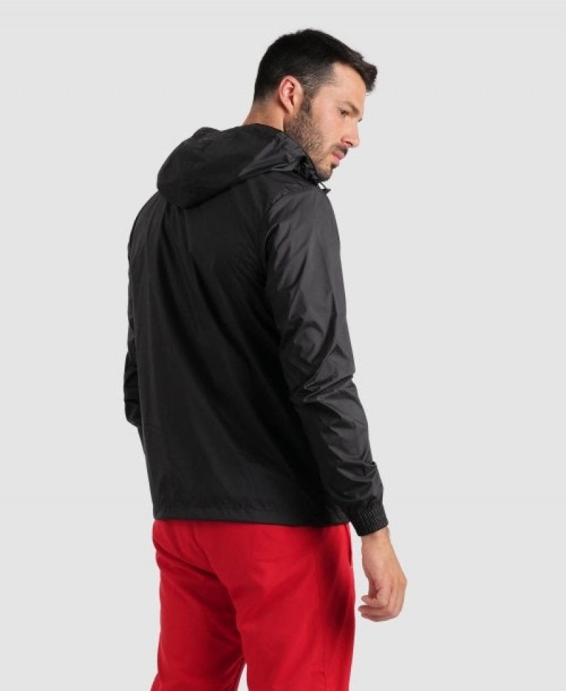 Black Arena Team Windbreaker Solid Men's Jackets | 32224149