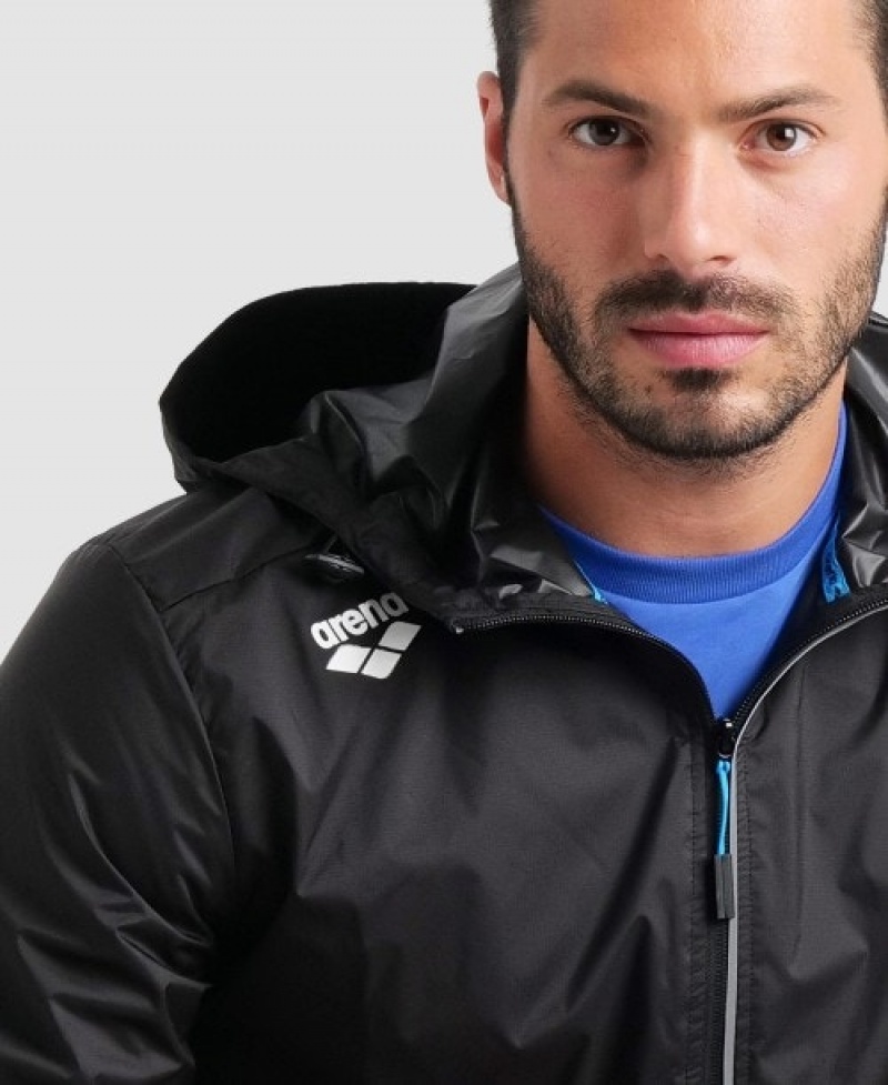 Black Arena Team Windbreaker Solid Men's Jackets | 32224149