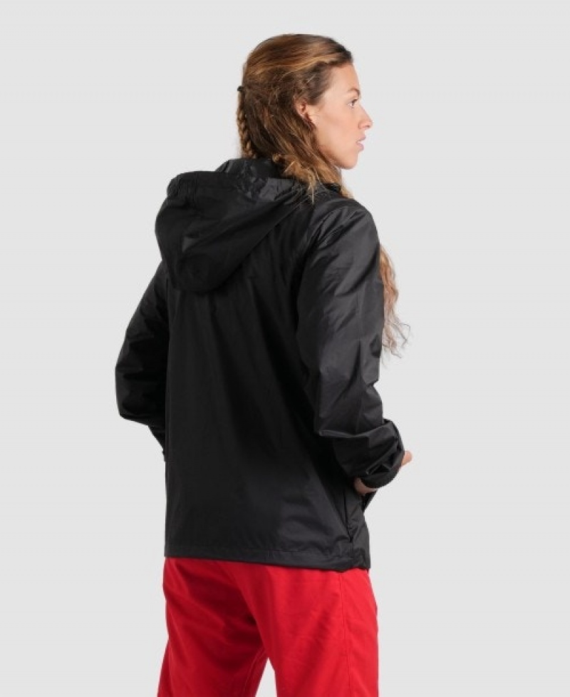 Black Arena Team Windbreaker Solid Women's Jackets | 47662070