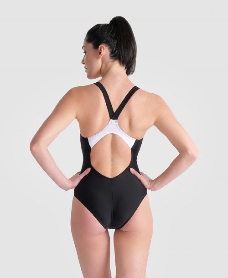 Black Arena Threefold V Back Women's Swimsuits | 41186668