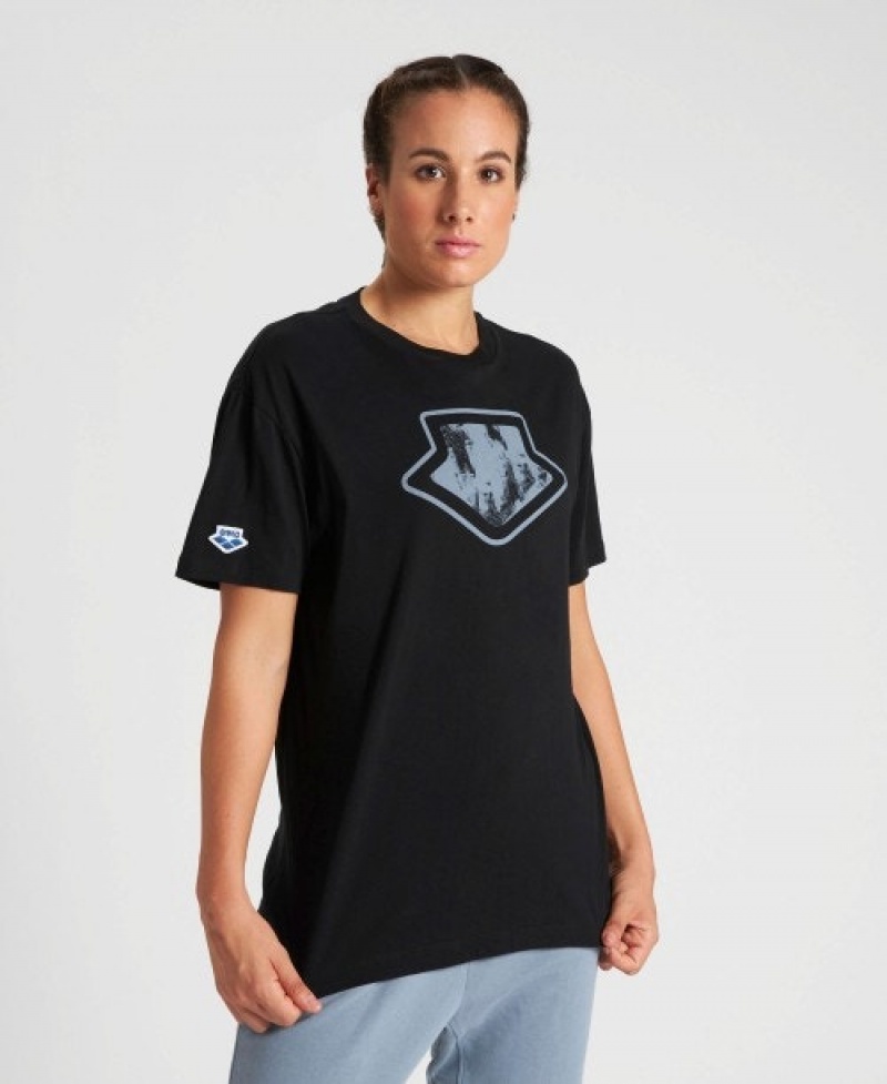 Black Arena Uni Women's T Shirts | 43172030