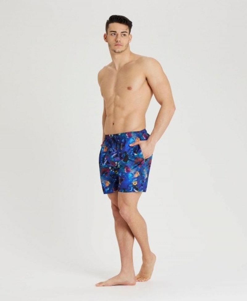 Blue Arena Allover Print Beach Men's Boxer | 21762040