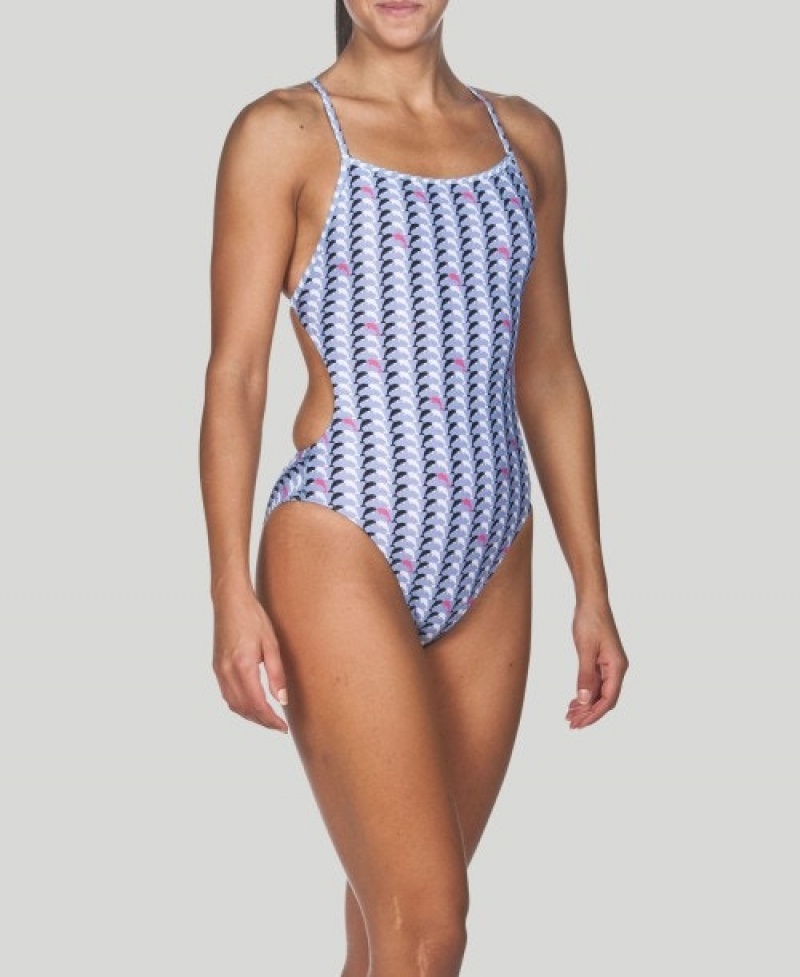 Blue Arena Dolphin Booster Back Women's Swimsuits | 40233968