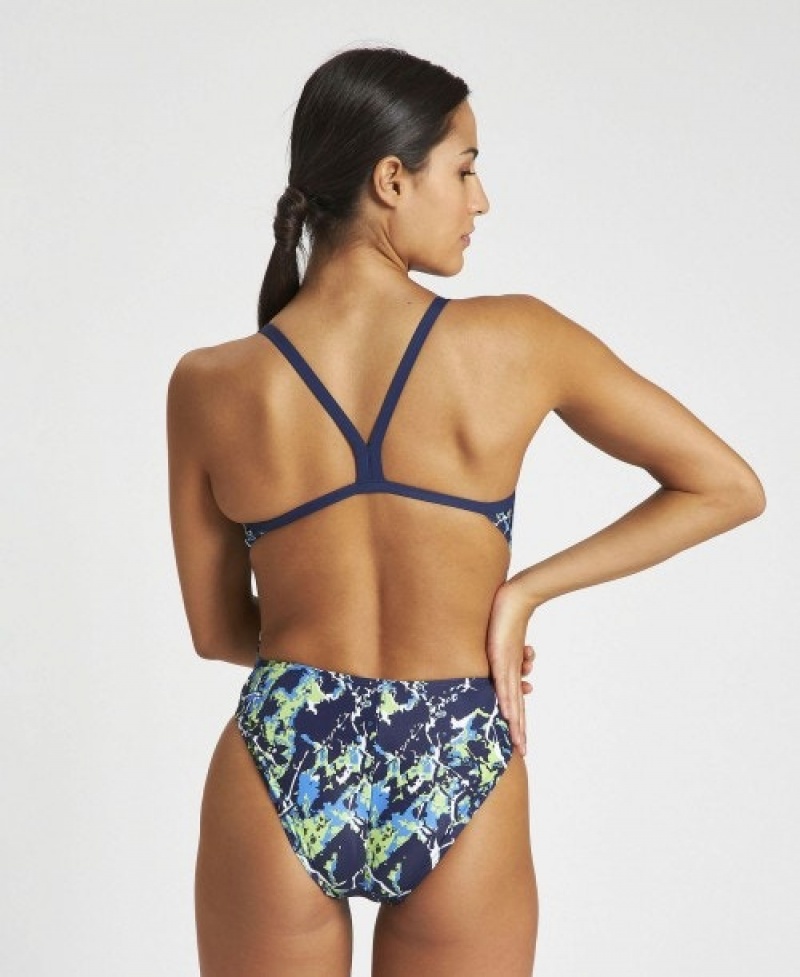 Blue Arena Earth Texture Challenge Back Women's Swimsuits | 6720829