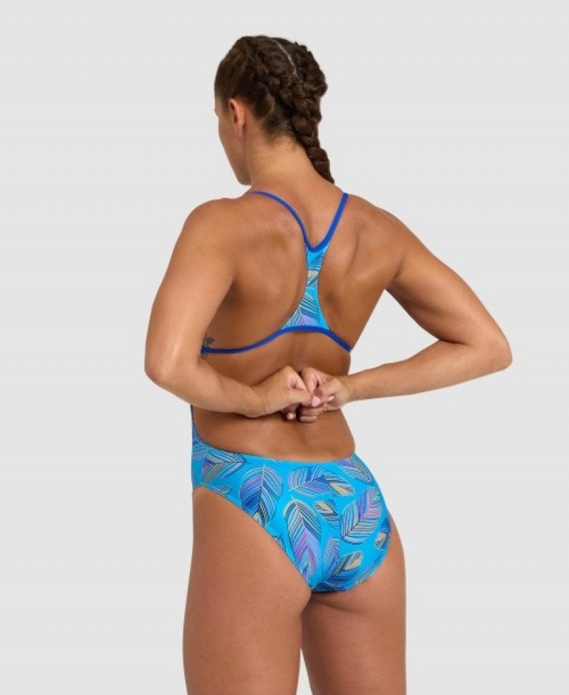 Blue Arena Falling Leaves Booster Back Women's Swimsuits | 41964754