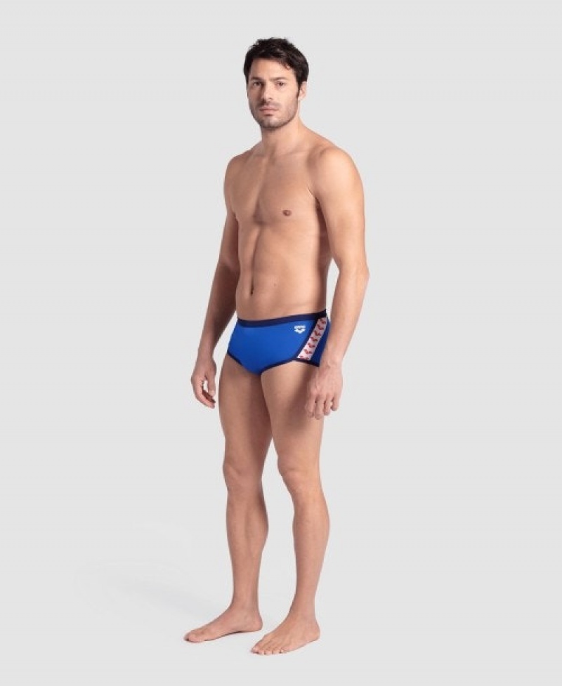 Blue Arena Icons Solid Low Waist Men's Swim Trunks | 6351812