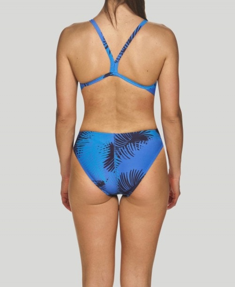 Blue Arena Palm Forest Challenge Back Women's Swimsuits | 81167899