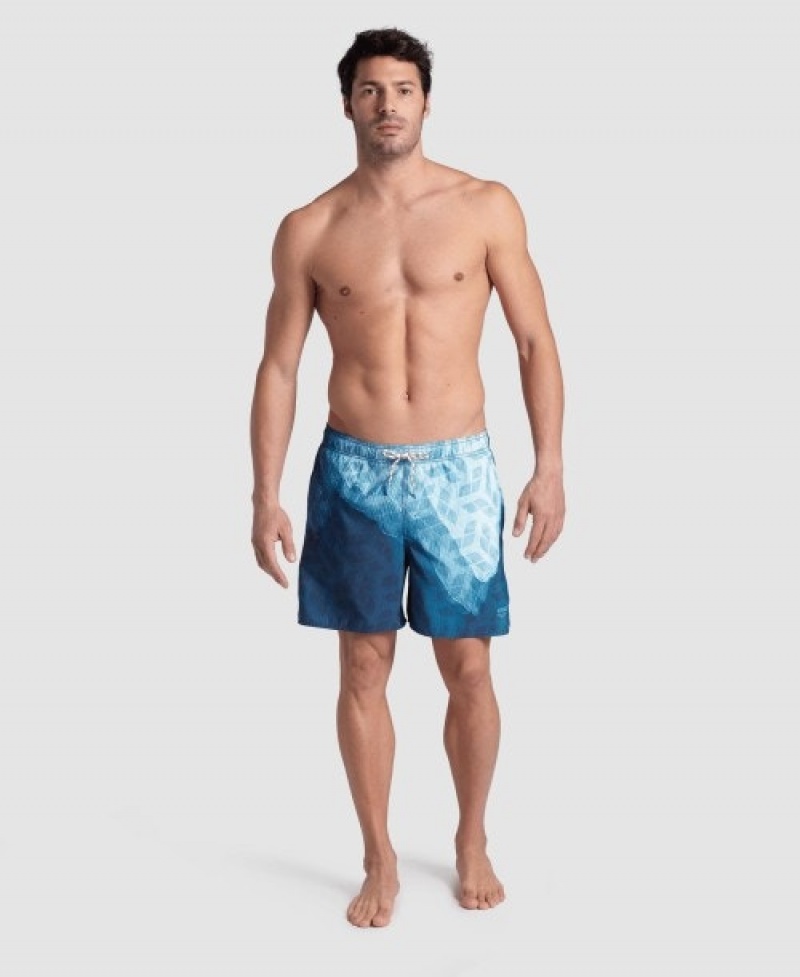 Blue Arena Placed Beach Men's Boxer | 90844914