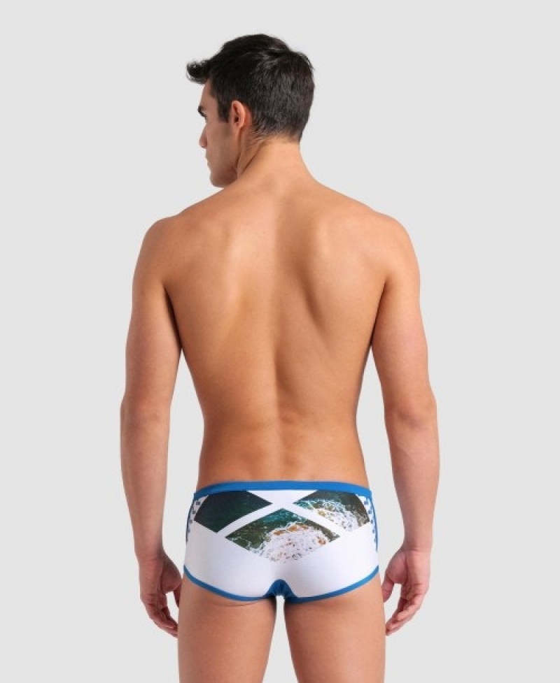 Blue Arena Planet Water Low Waist Men's Swim Trunks | 5729436