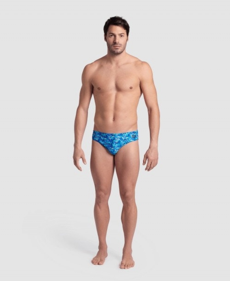 Blue Arena Pool Tiles Swim Men's Briefs | 62990414