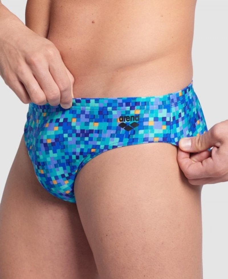 Blue Arena Pool Tiles Swim Men's Briefs | 62990414