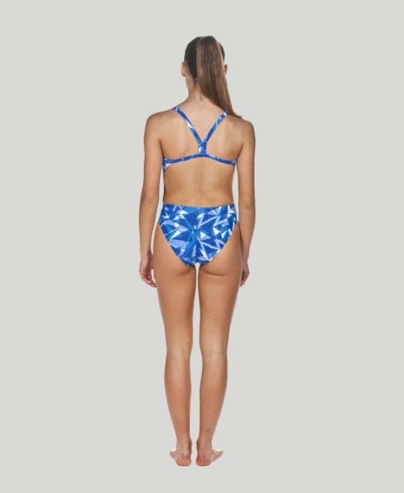 Blue Arena Shattered Glass Challenge Back Women's Swimsuits | 66856920