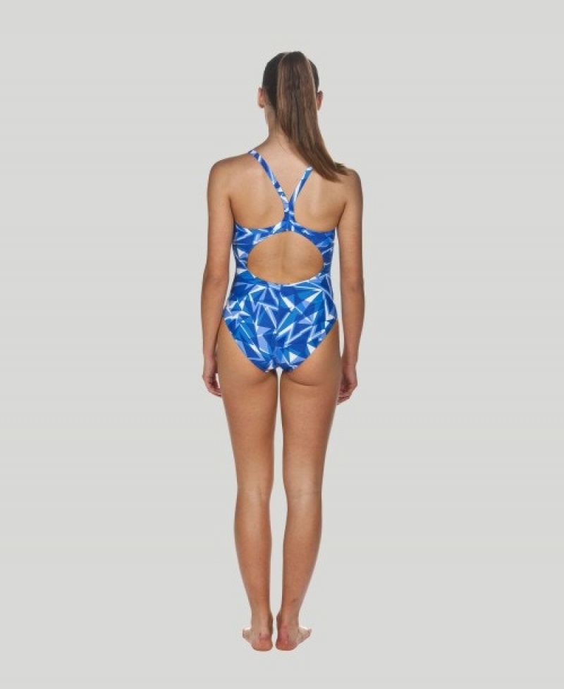 Blue Arena Shattered Glass Light Drop Back Women's Swimsuits | 78969272