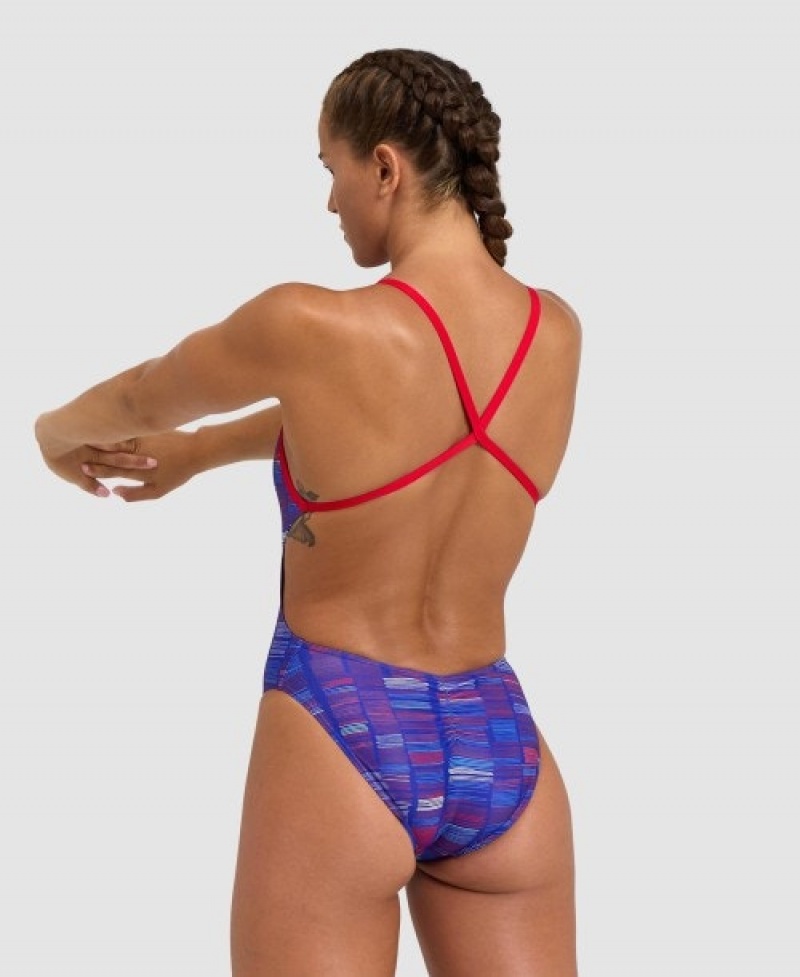 Blue Arena Slow Motion Xcross Back Women's Swimsuits | 21978877