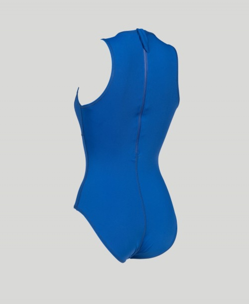 Blue Arena Solid Waterpolo Women's Swimsuits | 73320309